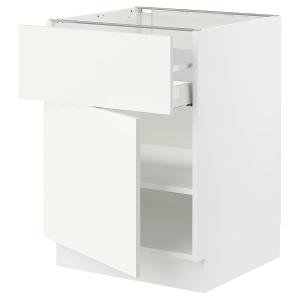 SEKTION Base cabinet with drawer/door, white/Vallstena white, 24x24x30