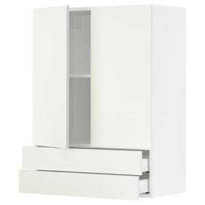 SEKTION Wall cabinet w 2 doors/2 drawers, white/Vallstena white, 30x15x40 "