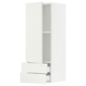 SEKTION Wall cabinet with door/2 drawers, white/Vallstena white, 15x15x40 "